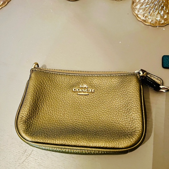 Coach Handbags - Coach Gold Leather Wristlet